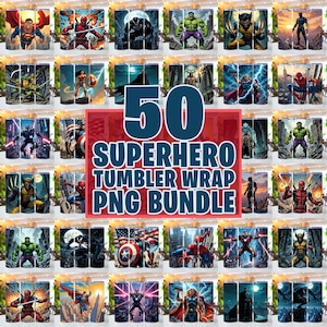 50 superhelden Tumbler Wrap bundel, Tumbler Wrap superheld spelpersonages, 20oz skinny Tumbler Wrap, Tumbler filmpersonages, komische superheld