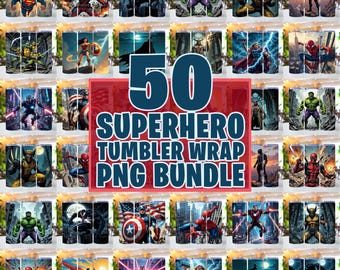 50 Superhero Tumbler Wrap Bundle, Superhero Game Characters Tumbler Wrap, 20oz Skinny Tumbler Wrap, Movie Characters Tumbler,Comic Superhero