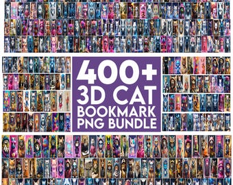 400 3D Bookmark Sublimation Bundle, Cute cat Bookmark, Bookmark Sublimation Designs, Cat Printable Bookmark, pet bookmark png, Nature Design
