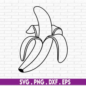 Banane pelée SVG • Fichier de coupe clip art Silhouette dxf eps png jpg • Téléchargement numérique instantané