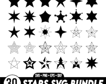 Stern SVG-Bundle, Stern SVG, Weihnachtsstern Blatt, Nachtstern Blatt, glänzender Stern SVG, Png, Vektor-Dateien für Cricut, Silhouette, Cricut