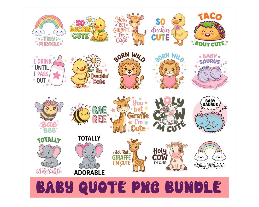 Baby Quote PNG Bundle, Baby Shower Clipart, Onesie Newborn Sublimation ...