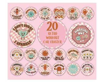 Workout Car Coaster PNG, Funny Gym Car Coaster PNG Bundle, Workout Round, Mental Health Sublimation Coaster, Workout Quotes Coaster Bundle