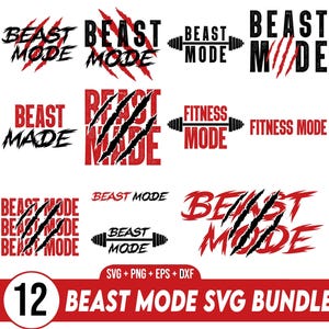 Pacchetto SVG Beast Mode, Fitness Svg, Maglietta da palestra Svg, Citazione palestra Svg, Beast Mode Png, Modalità allenamento Svg, Svg motivazionale