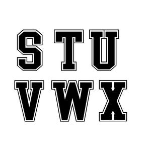 May include: Black and white block letters spelling out the word "STUVWXYZ".