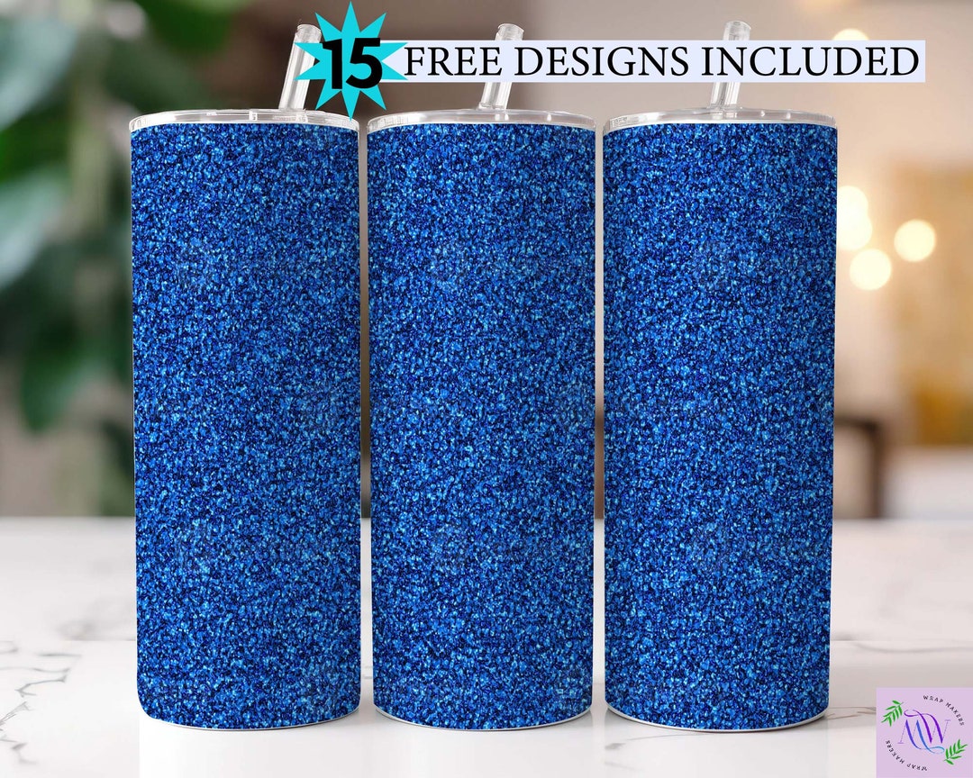 20 Oz Skinny Tumbler Png Blue Glitter Wrap Tapered Straight Template ...