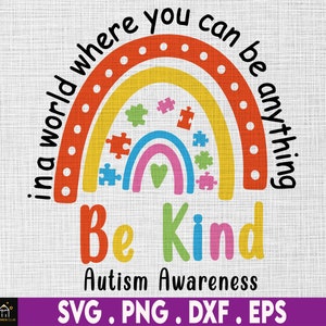 Conscientização sobre o autismo Svg, seja gentil Leopard Rainbow Escolha a bondade Svg, em um mundo onde você pode ser qualquer coisa Seja gentil Svg, Raibow Svg,