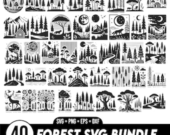 Forest Bundle SVG, Forest SVG, Forest Png Bundle, Forest Clipart, Forest Cut Files For Cricut, Adventure SVG, Outdoor SVG, Mountain SVG