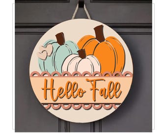 Hello Fall Sign Svg, Welcome Sign Svg, Fall Leaves Sign, Hello Door Hanger SVG, Fall Door Sign, Glowforge Files, Autumn welcome svg