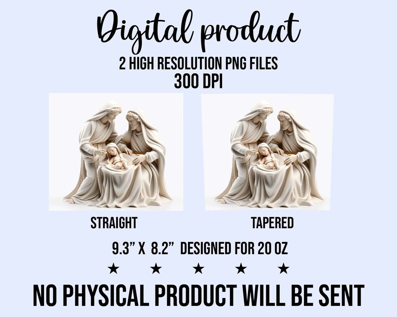 Nativity Scene Mary Joseph Jesus, 20 Oz Skinny Tumbler Sublimation