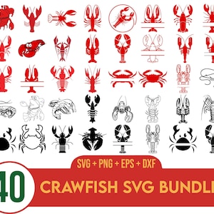 Crawfish SVG/PNG Bundle, Crawfish Boil SVG, Summer,Bundle Monogram Louisiana Mardi Gras svg dxf eps jpeg png format layered cutting files