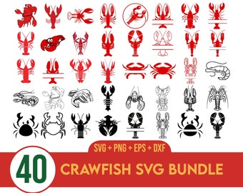 Crawfish SVG/PNG Bundle, Crawfish Boil SVG, Summer,Bundle Monogram Louisiana Mardi Gras svg dxf eps jpeg png format layered cutting files