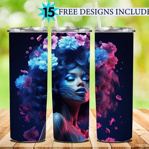 3D Tumbler Wrap Sublimation, Floral Wild Floral Illusion File 20oz Skinny Straight Tumbler Wrap, PNG 300 Dpi, Commercial Use
