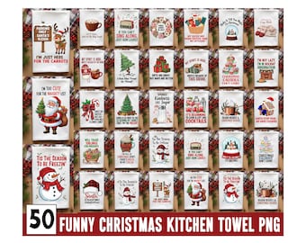 50 Funny Christmas Kitchen Towel Png Bundle, Cute Christmas Kitchen Tea Towel, Dish Towel for Christmas, Christmas Kitchen Tea Towel Png