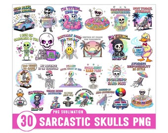 Lustige sarkastische Schädel PNG Bündel, Erwachsenen Humor Sublimation, sarkastische Bündel PNG, lustige Skelett Bündel PNG, sarkastische Schädel Png