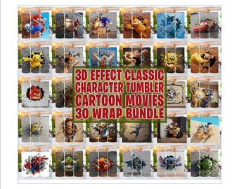 3D All Styles Cartoon 20oz Skinny Tumbler Bundle Design, Cartoon 90s Tumbler Wrap Bundle,Cartoon Wrap Design, 20 oz Cartoon,Animated Tumbler