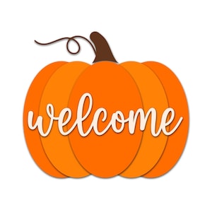 Welcome Fall Door Hanger SVG, Hello Fall Welcome Sign Laser Cut Files, Autumn Pumpkin Leaves SVG for Glowforge Cricut Laser