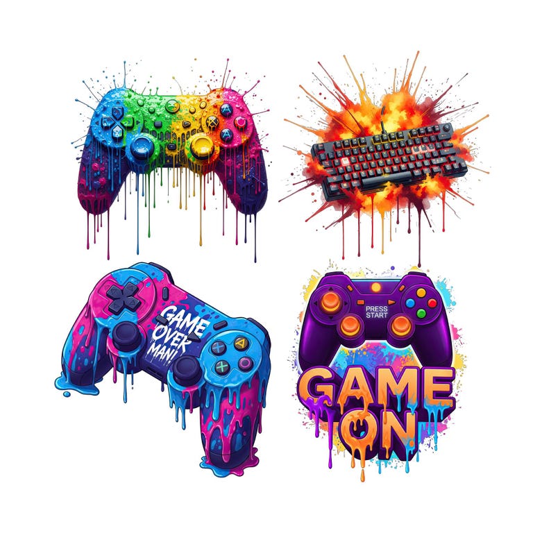 Game Controller Clipart PNG, Gaming Clipart PNG Bundle, Gamer PNG, Game ...