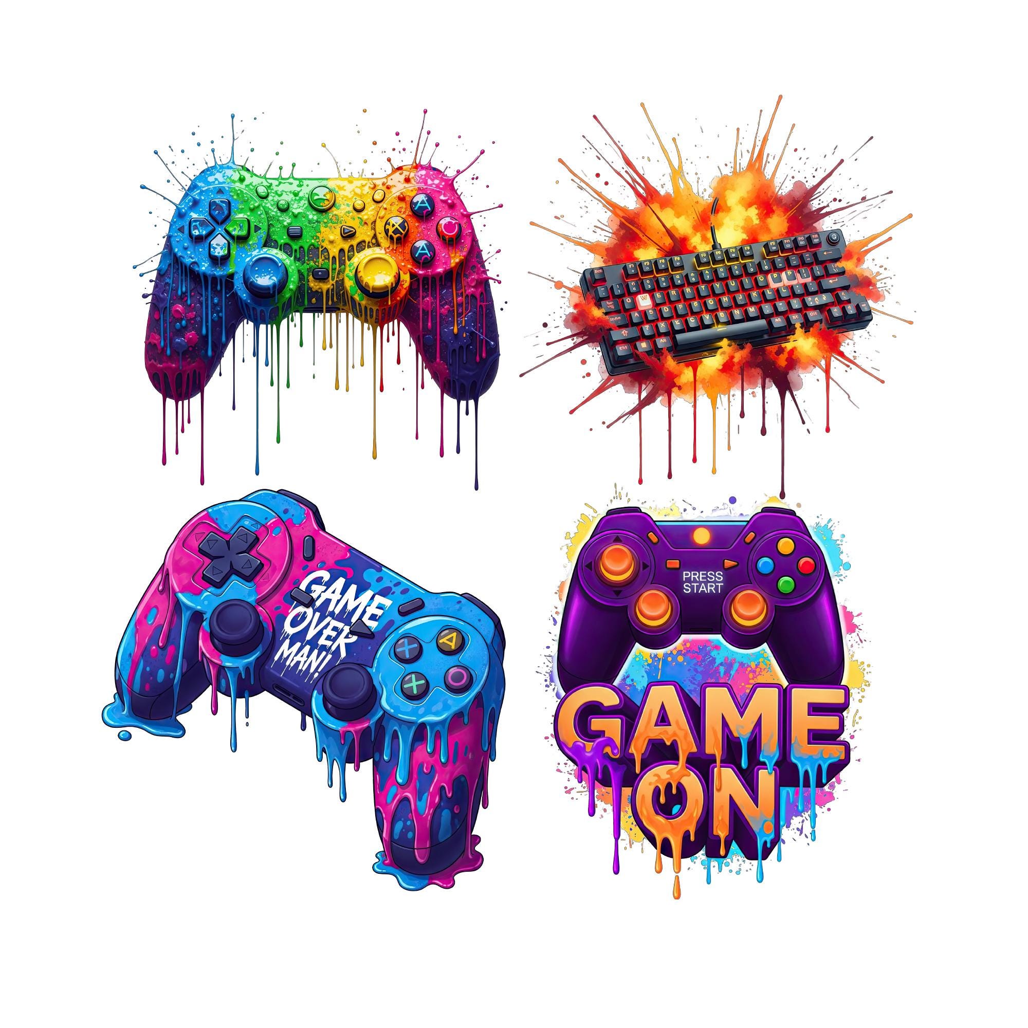 Game Controller Clipart PNG, Gaming Clipart PNG Bundle, Gamer PNG, Game ...