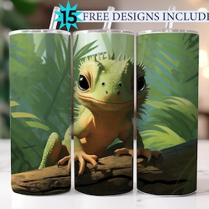 Cute Lizard 20oz Skinny Tumbler Sublimation Wrap Png | Sublimation Designs | Tumbler Wrap | Png for Sublimation | Digital Download