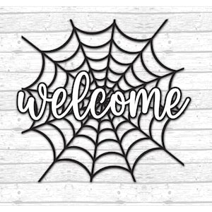 Halloween Welcome Sign Svg, round wood sign, glowforge, cricut, Laser Cut Files, Halloween Door Hanger Svg, Halloween decor