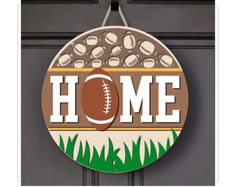 Football Home Round Door Hanger SVG, Game Day Porch Sign, Tis the Season Fall Football Sign, Digital download, Sports Laser Cut File