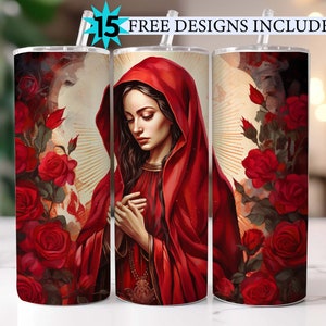 Virgen de Gaudalupe 20 oz Skinny Tumbler Sublimation Design, Instant Digital Download PNG, Lady of Guadalupe, Straight Tumbler Wrap, 300 dpi