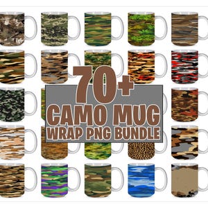 Camouflage mok wrap png-bundel, 15oz mok sublimatie ontwerp jacht camouflage mok wrap, volledige mok wrap bundel beker png, camouflage mok sublimatie