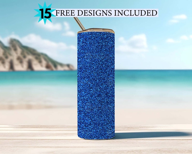 20 Oz Skinny Tumbler Png Blue Glitter Wrap Tapered Straight Template ...