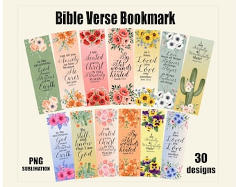 30 Bible Verse Bookmark Bundle, Inspirational Bookmark, Christian Png, floral bookmark, Printable Bible Verse Bookmark, Bookmark Bundle