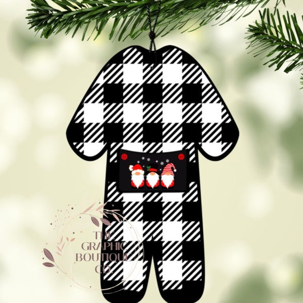Pajamas, Black Buffalo Plaid, Gnomes, Santa’s Squad, Christmas Pajamas, Ornaments, Digital, Instant, Download, PNG, Sublimation,