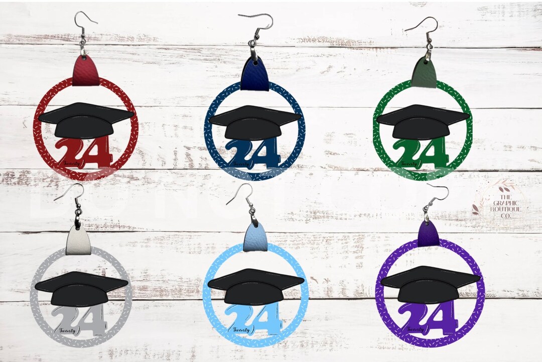 2024 Graduation Hoop Earring, Leather Earring, Class of 2024, Senior ...