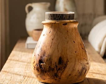 Handmade Vase  Oak Rustic Modern Home Centerpiece Wedding Gift Farmhouse Decor Artisan Wood Living Room Table Accent Housewarming Present