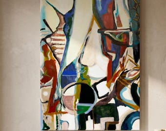 Abstract Canvas Print  Rise  Triptych Wall Art Colorful Abstract Painting Original Contemporary Home Statement Living Room Office