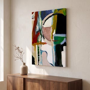 Texas Artist Original Abstract Canvas Print Geometric Modern Triptych Wall Art Set Colorful Contemporary Bedroom Living Room Artwork Ready Hang Design Fractured Geometry Bold Angular Shapes Deep Green Burgundy Blush Cream Color Palette Home