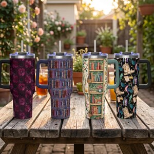 Book Lover Gift Reading Tumbler Library Aesthetic Cozy Bookish Gifts Men Insulated Cup Literary Travel Mug Botanical Design Drinkware 40oz image 6
