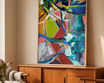 Abstract Art Print  Texas Artist Framed Art Abstract Painting Boho Wall Modern Geometric Contemporary Poster Colorful Home Living Room