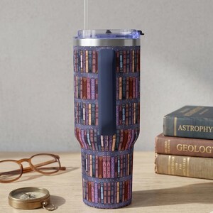 Book Lover Gift Reading Tumbler Library Aesthetic Cozy Bookish Gifts Men Insulated Cup Literary Travel Mug Botanical Design Drinkware 40oz image 8