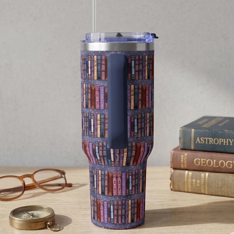 Book Lover Gift Reading Tumbler Library Aesthetic Cozy Bookish Gifts Men Insulated Cup Literary Travel Mug Botanical Design Drinkware 40oz image 8