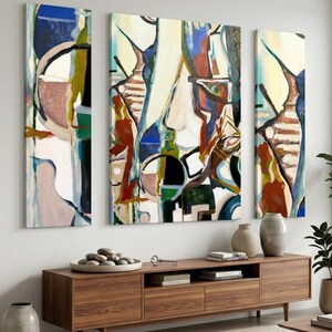 Abstract Canvas Print Bust Triptych Wall Art Colorful Living Room Artwork Contemporary Bedroom Painting Texas Artist Original image 15