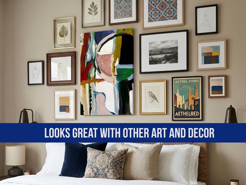 Abstract Canvas Print Bust Triptych Wall Art Colorful Living Room Artwork Contemporary Bedroom Painting Texas Artist Original image 8