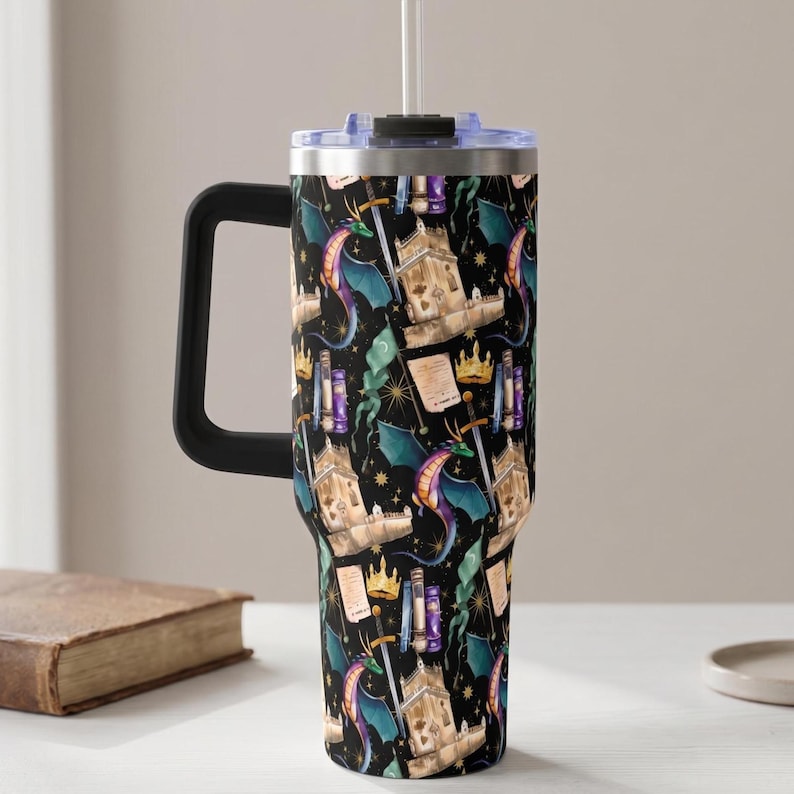 Book Lover Gift Reading Tumbler Library Aesthetic Cozy Bookish Gifts Men Insulated Cup Literary Travel Mug Botanical Design Drinkware 40oz image 13