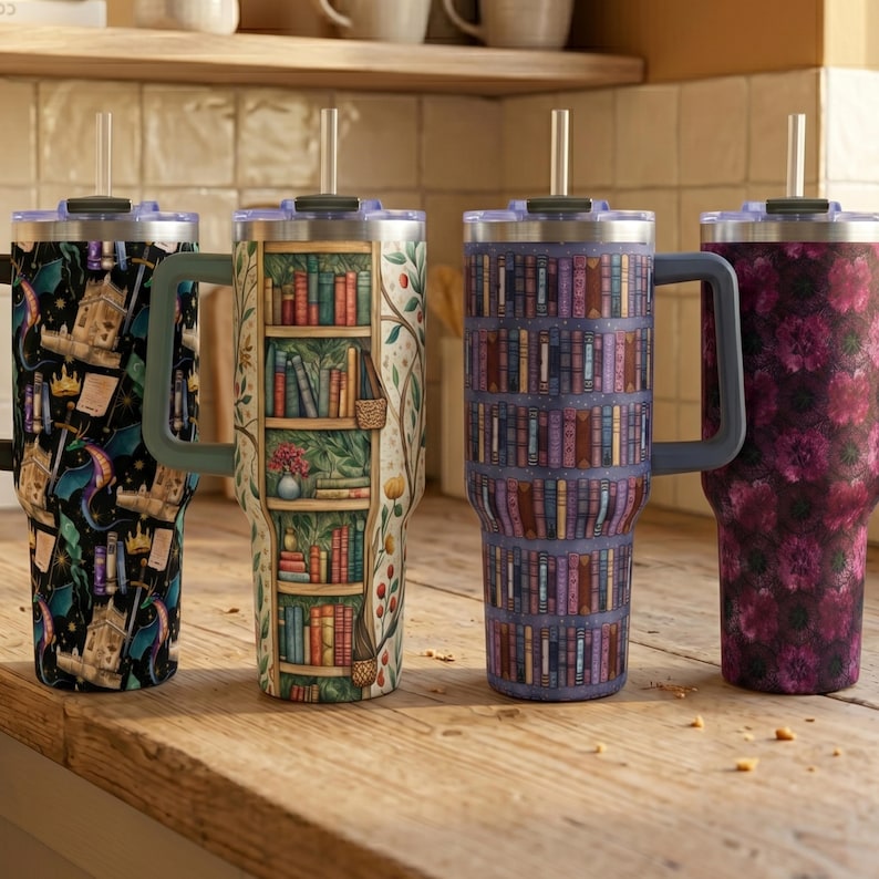 Book Lover Gift Reading Tumbler Library Aesthetic Cozy Bookish Gifts Men Insulated Cup Literary Travel Mug Botanical Design Drinkware 40oz image 11