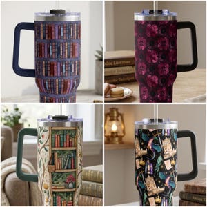 Boek minnaar cadeau lezen beker bibliotheek esthetiek gezellig leesgrage geschenken mannen geïsoleerde beker literaire reismok botanisch ontwerp drinkgerei 40oz