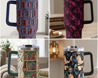 Book Lover Gift Reading Tumbler Library Aesthetic Cozy Bookish Gifts Men Insulated Cup Literary Travel Mug Botanical Design Drinkware 40oz