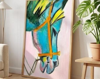 Horse Wall Art  Bridled  Colorful Horse Print Equestrian Wall Art Texas Artist Print Vibrant Equine Painting Modern Ranch
