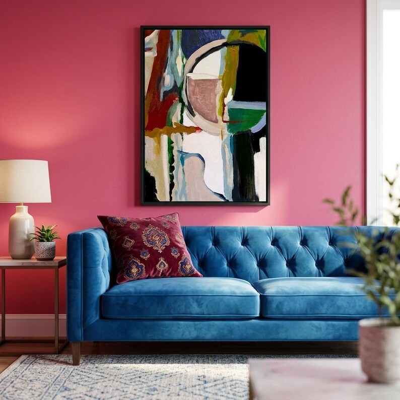 Abstract Canvas Print Triptych Wall Art Colorful Living Room Artwork Contemporary Bedroom Painting Design Geometric Modern Home Office Ready Hang Texas Artist Original Fractured Geometry Bold Arcs Angular Shapes Deep Green Burgundy Warm