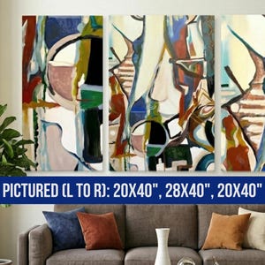 Abstract Canvas Print Bust Triptych Wall Art Colorful Living Room Artwork Contemporary Bedroom Painting Texas Artist Original image 13