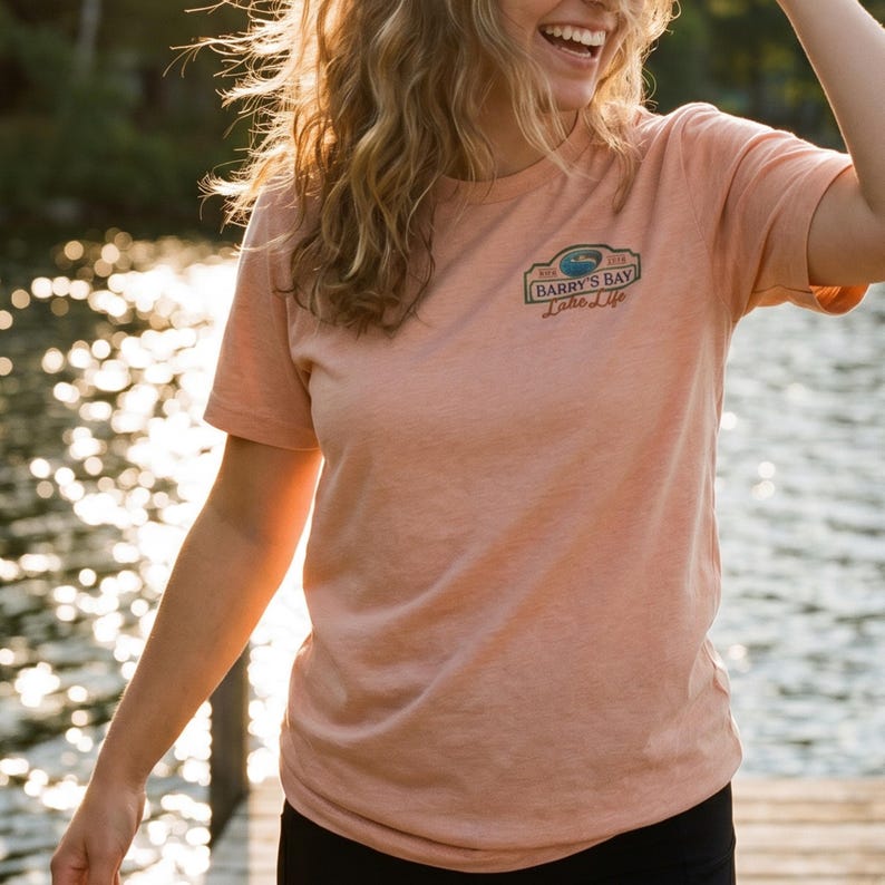 Barry's Bay Lake Life Tee Shirt Every Summer After Fishing British Columbia Outdoor Adventure Apparel Camping T Shirt Casual Retro Travel Heather Peach
