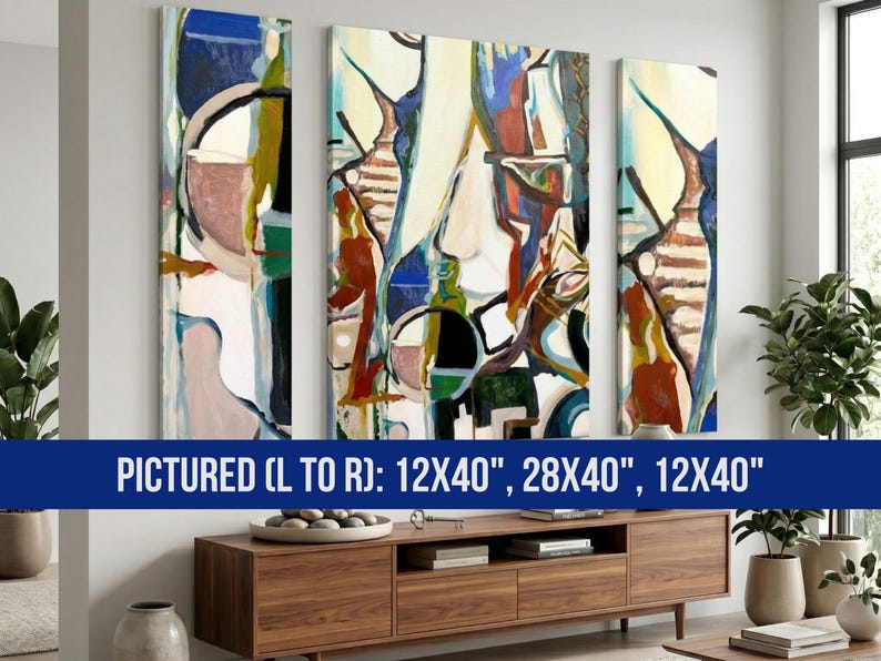 Abstract Canvas Print Bust Triptych Wall Art Colorful Living Room Artwork Contemporary Bedroom Painting Texas Artist Original image 16